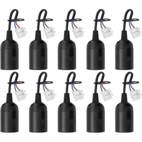 10er-Pack E27-Fassungen mit Kabel, Bau-/Renovierungsfassungen, Ersatz-E27-Lampenfassungen mit Kabel für LED-, Halogen- und Glühlampen, Schwarz