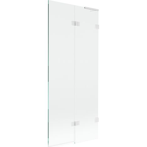 Paroi de baignoire Mexen Lunar L 2 volets droite 80 x 150 cm, transparent, blanc - 897L-080-100-20-00-P (1/5)