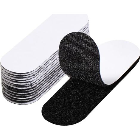 Blendura Scratch Autocollant Double Face, 10 Pièces 3 x 10cm Bande Scratch Adhésive Noir Double Face pour Mur,Sol,Métal,Plastique,Ménage,Bricolage (1/5)