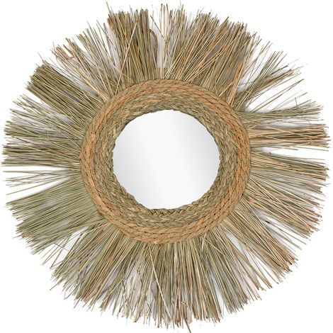 Signes Grimalt Specchio rotondo vintage in legno - Marrone 74x74x2 cm