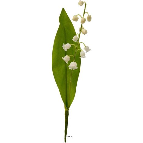 Muguet artificiel 1 brin avec feuillage H 21 cm superbe (1/3)