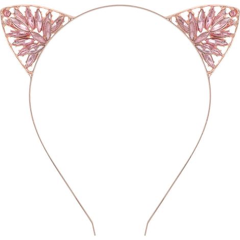 Cadeau de Noël : serre-tête en forme d'oreille orné de diamants (or rose)-15.00X14.00X1.00CM-Rose Gold