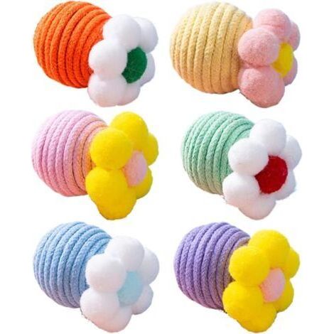 Pair Balles interactives pour chat – Ensemble de 6 balles avec corde pour stimuler le jeu actif et l'exercice