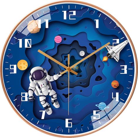 CCYKXA Runde Wanduhr (30,5 cm Durchmesser) mit geräuschlosem Uhrwerk für Kinder, kein Ticken, batteriebetrieben, im Reisestil, Dekoration für Zuhause, Schule, Jungenzimmer, Wohnzimmer (1/5)