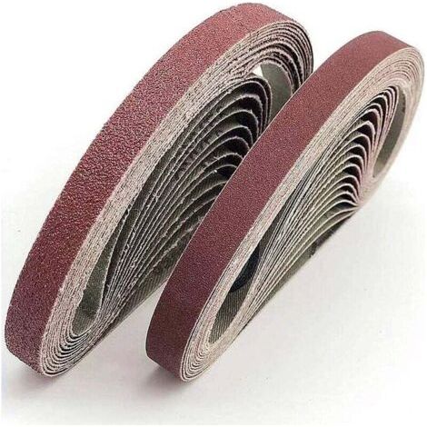 Bande abrasive 13x457 mm.5 sortes de gravier mixte (6X40 /80/120/180/320).Ensemble de Bandes Abrasives,pour Black & Decker Powerfeileponceuses à bande(30 pièces) (1/4)