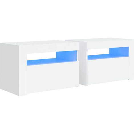 Maison Exclusive - Nachttische 2 Stk. mit LEDs Weiß 60x35x40 cm
