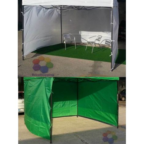 3 TELI LATERALI PER GAZEBO BIANCO VERDE MERCATINI FIERE IMPERMEABILI - Colore: Verde