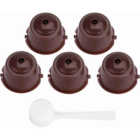 Lot de 5 filtres à capsules de café réutilisables et rechargeables en acier inoxydable PP 304 de qualité alimentaire (marron) (1/2)