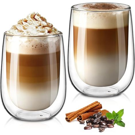 Tasse à Café en Verre Double Paroi Tasses à Latte Thé (1/5)