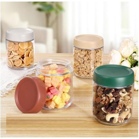 Lot de 4 Overnight Oats Jar 450ml,Pot Yaourt en Verre avec Couvercle Boîtes À Avoine de Nuit,Bocaux en Verre Hermétique Meal Prep (1/5)