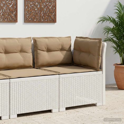 Canapé de Jardin 1 Place en PP Blanc Look Rotin avec Coussins Taupe pour Extérieur - PANGIVO (1/5)