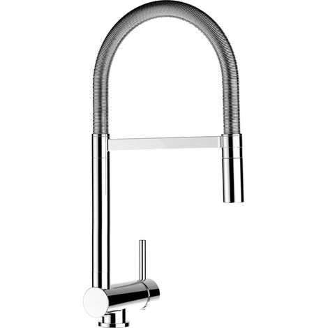 Rubinetto abbattibile miscelatore lavello fontana cucina VIZIO canna abbattibile 6 cm per sottofinestra - canna mollettone movibile e doccia due getti staccabile (1/7)