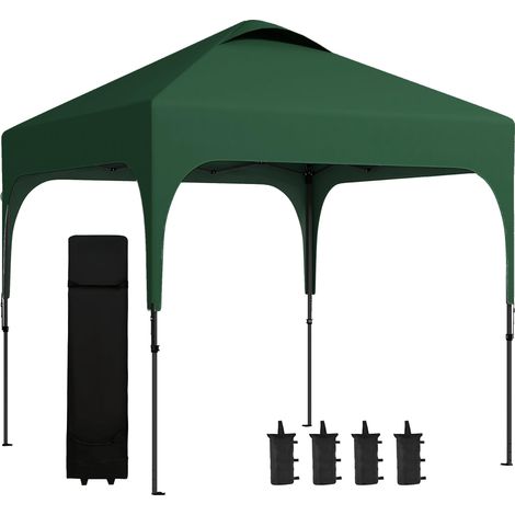 Tente de jardin 2,5 x 2,5 x 2,68 m, protection UV, hauteur réglable (plus de 50 cm), 4 sacs de lestage et sac de transport inclus (vert).