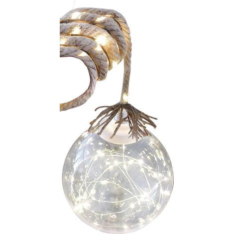 Weihnachtsdekoration MagicHome Balldeco, Kugel am Seil, 50x Mini-LED warmweiß, 3xAA, IP20, Innenbereich, Beleuchtung, L-0,50 m (1/2)