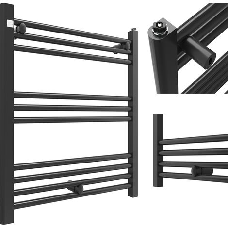 Radiateur Sèche-Serviettes Salle de Bain Granitan Puerto 60x70cm Noir 353W avec Raccordement Inférieur (1/5)