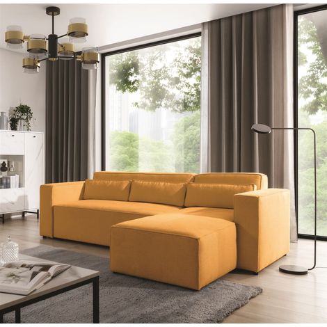 Ecksofa Schlafsofa WALDO Stoff Brooklyn Mostaza Ottomane Rechts (1/5)