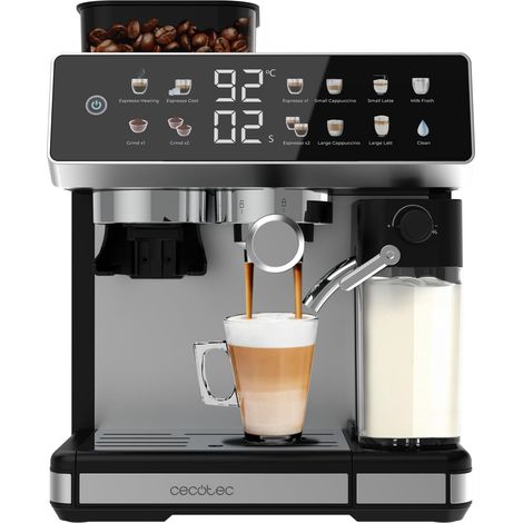 Macchina da caffè espresso Cecotec Barista Power Espresso 20 Barista Grind & Latte. 1350W, 20 bar, macinino conico, serbatoio d'acqua 2.6L