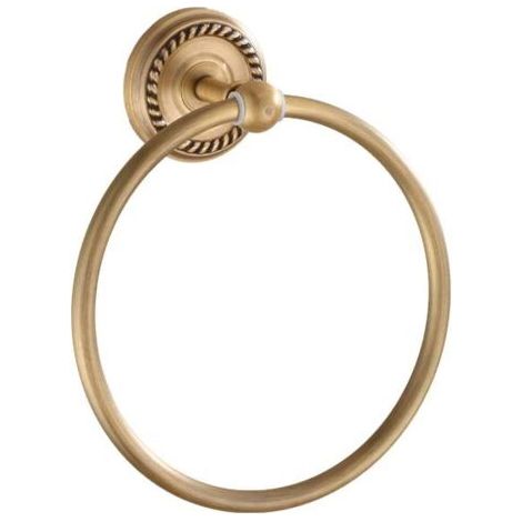 Handtuchring Wandmontage Rund aus Stahl für Bad oder Küche Handtuchhalter Gold, Duschzubehör Badaccessoire (16 cm) - Antikmessing-Finish