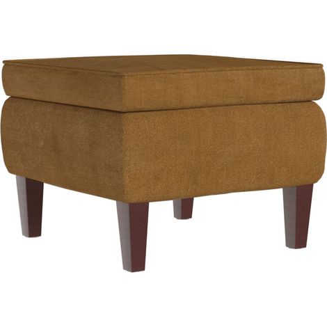 Taburete con asiento reposapiés de diseño clásico con patas de madera, asiento de terciopelo marrón DEC026311