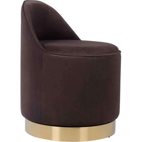 Tabouret Pivotant en Velours "Viktor" 68cm Marron (1/5)