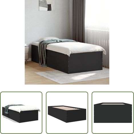 vidaXL Holz Bett - Bettgestell Schwarz 90x200 cm Holzwerkstoff (1/5)