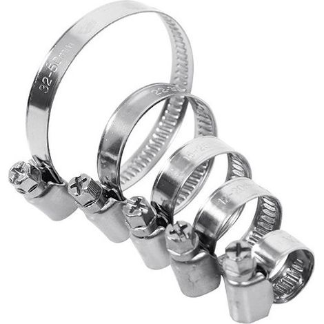 Paquete de 25 abrazaderas para mangueras, 10-70 mm, abrazaderas de acero inoxidable de 9 mm para piscinas, lavadoras, coches (1/5)