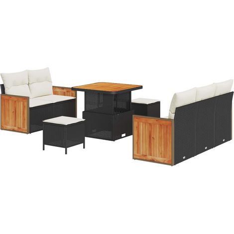 Garden Sofa Set with Cushion 8 pcs Black and Cream vidaXL (1/5)