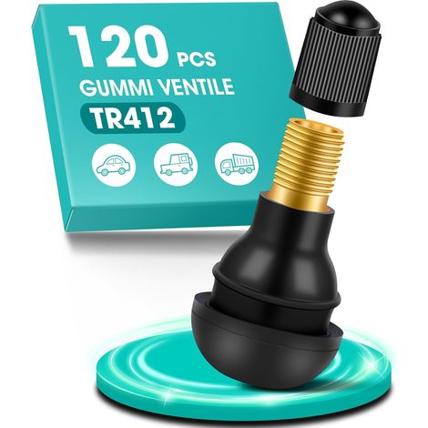120 Pièces TR412 Valve Pneu Voiture, Valve Tubeless Pneu, Caoutchouc Snap-in Jantes pour la Plupart des Voitures, Motos (1/5)