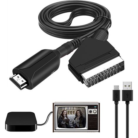 Adaptateur SCART vers HDMI pour TV Full HD, audio et vidéo, compatible avec lecteur Blu-ray Sky, décodeur, Xbox et PS3. (1/5)