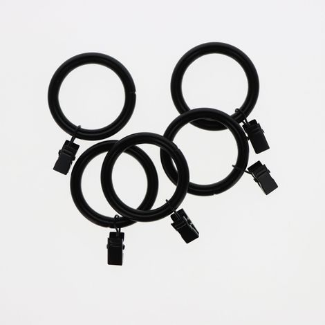 Lot de 10 anneaux à pinces pour rideaux de 40x50mm en Noir Mat - BOULET (1/5)