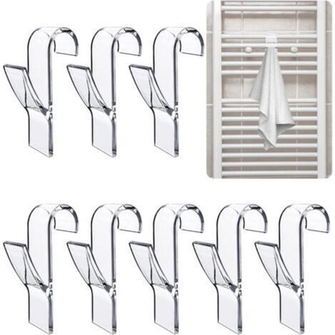 8 Stück (Transparent) Heizkörperhaken Handtuchtrockner, Haken Handtuchtrockner, Handtuchhaken Badezimmer, Heizkörperhaken für Badezimmer, Handtuchhalter, Badezimmer Büro Schrank