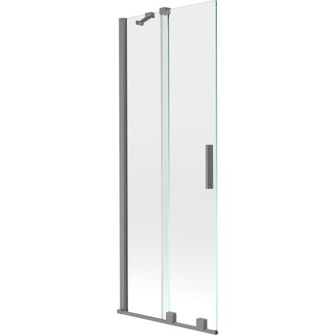 Paroi de baignoire coulissante à 2 volets Mexen Velar 75 x 150 cm, transparent, métal gun - 896-075-000-01-95 (1/2)