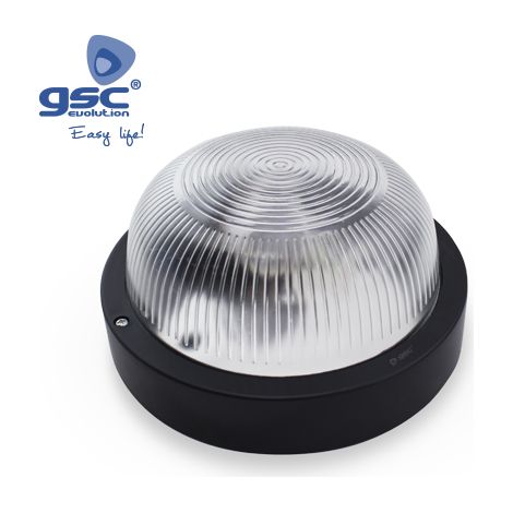 Aplique redondo de termoplástico E27 negro GSC 0700647
