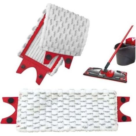 Serpillere Vileda Recharge Lot de 2 Lavette Vileda 2en1 Balai Serpillere Tissu Microfibre pour Absorption Supérieure Doux pour les Sols pour un Nettoyage Sans Effort (1/4)