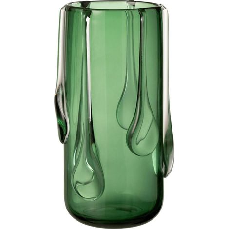 Vase Design en Verre "Drippy" 33cm Vert