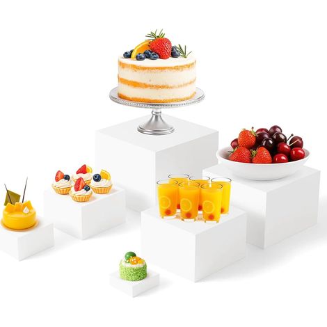 M.J COMFY-LIFE 6PCS Buffet Risers Acrylic Buffet Risers in 6 Sizes (3-8 Inch) Stackable Display Stands with Hollow Bottoms for Tiered Food Presentation Party Catering Cupcake Desserts Catering Jewelry (1/5)