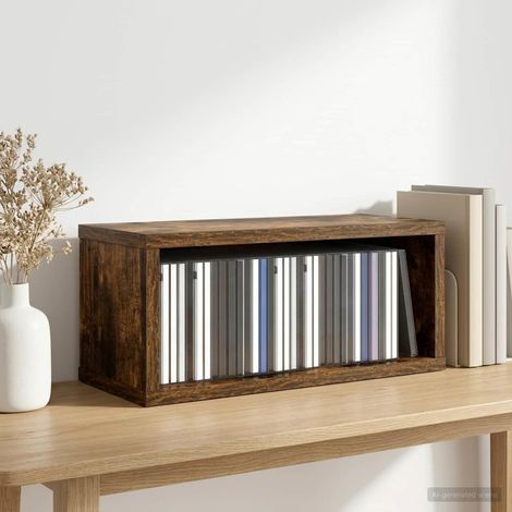 vidaXL CD Storage Rack Smoked Oak 40 x 17 x 17 cm Engineered Wood (1/5)