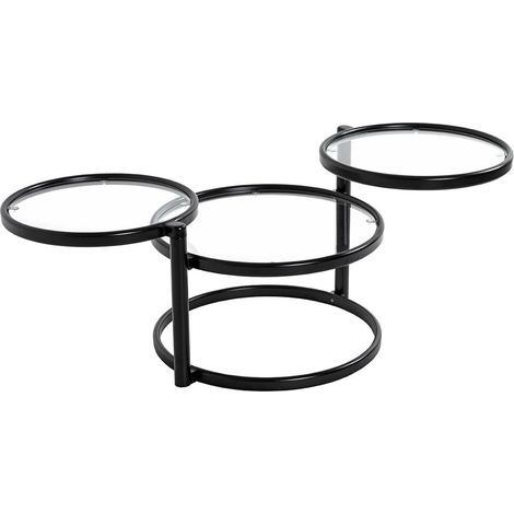 Table Basse en Verre "Blaise" 140cm Noir (1/3)