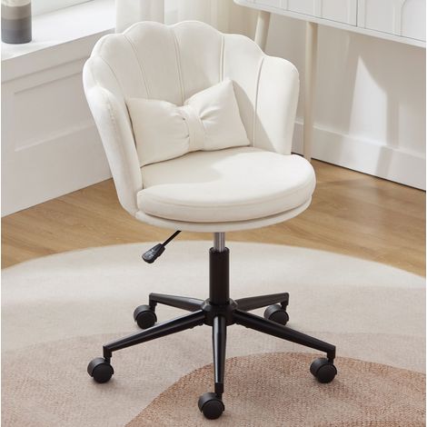 Stuhl Drehstuhl höhenverstellbar mit Rollen Samt Beige OKMYHOME (1/5)
