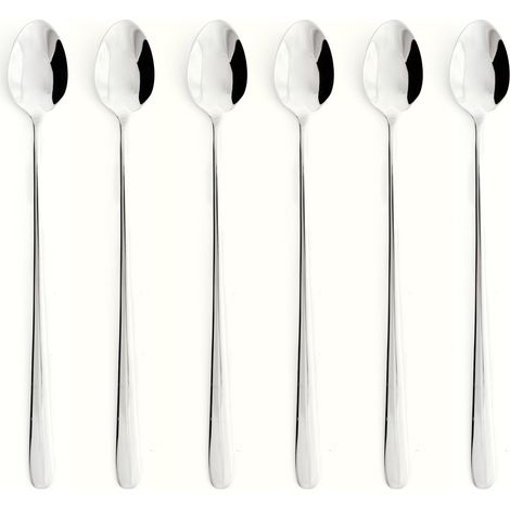 Juego de 6 elegantes cucharas para café con leche, acero 18/10, Tropea Duka (1/5)