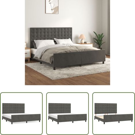 Kopfteil -  Bettgestell ohne Matratze Dunkelgrau 160x200 cm Samt (1/5)