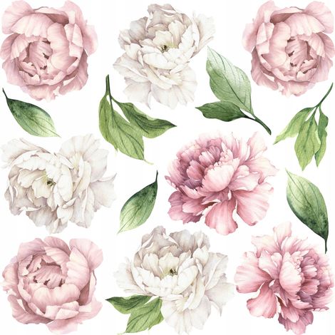 Autocollants décoratifs pour enfants - Pivoines roses S (1/4)