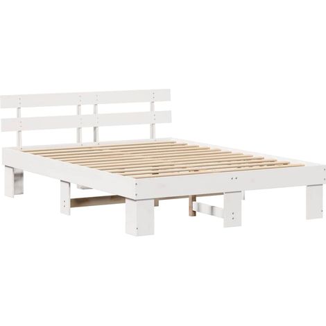 Lit double,Lit adulte,Cadre de lit avec tête de lit Blanc 160 x 200 cm CFW1284914 (1/5)