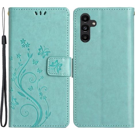Custodia a libro per Samsung Galaxy A14 4G/5G, farfalla, verde (1/5)