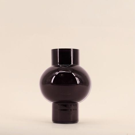 Vase boule talon en verre noir, H21cm (1/5)