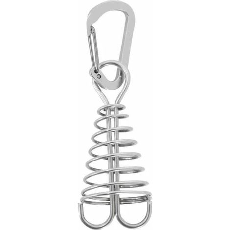 Ahlsen 10er Pack, Ankerpfähle mit Karabiner und Federschnalle, Silber (1/5)