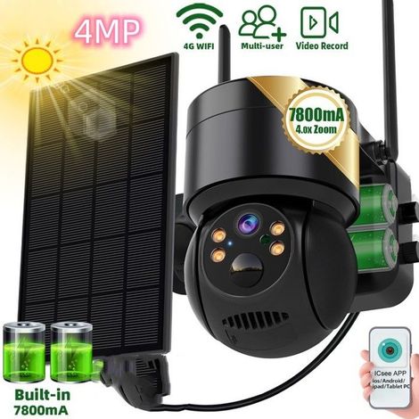 Caméra de Surveillance WiFi Extérieure Prumya, IP Caméra Solaire 4Mp IP66 Vision Nocturne Maison Sécurité + Carte SD (1/4)