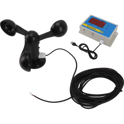 Anémomètre pour grue à tour, alarme de vitesse du vent, port USB, 3 pales de ventilateur, alliage d'aluminium précis, mémoire en cas de coupure de courant, 220 V (1/5)