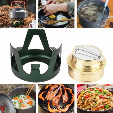 Réchaud à Alcool Extérieur Vert Ultra-Léger, Mini Cuisson Brûleurs Barbecue Randonnée Camping Pique Nique Accessoire Cuneary (1/5)