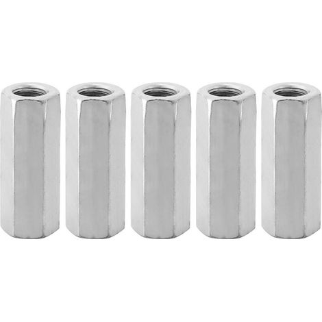 SJLERST 5Pcs Écrou Manchon Acier Carbone M12, Manchon Hexagonal M12 50, Ecrou Long M12 de Connecteur Tige Filetée M12 de Douille Écrou Fixations Filetées (M1250-15mm) (1/5)